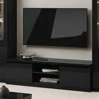 Regal High Gloss TV Stand with 2 Doors - Black, MDF