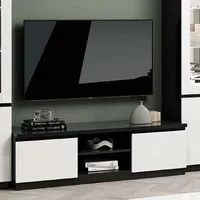 Regal High Gloss TV Stand with 2 Doors - White, MDF