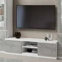 Regal High Gloss TV Stand with 2 Doors - White, MDF