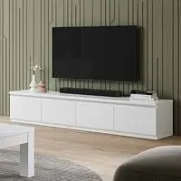 Regal High Gloss TV Stand with 4 Doors - White, MDF