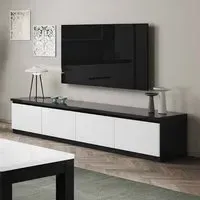 Regal High Gloss TV Stand with 4 Doors - White, MDF