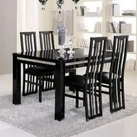 Regal Large Dining Set with 6 Chairs - Black, MDF