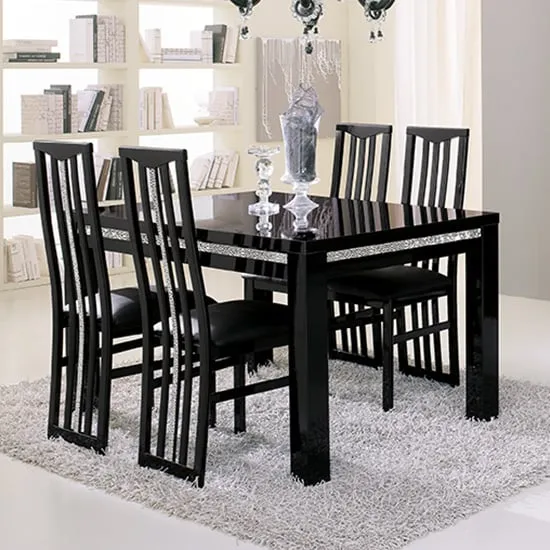 Regal Large Dining Set with 6 Chairs - Black, MDF