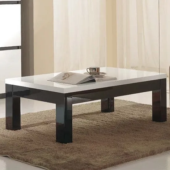 Regal Rectangular Coffee Table High Gloss - Black White, Lacquer