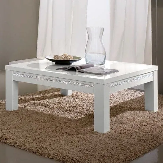 Regal Rectangular Coffee Table - White, High Gloss Lacquer