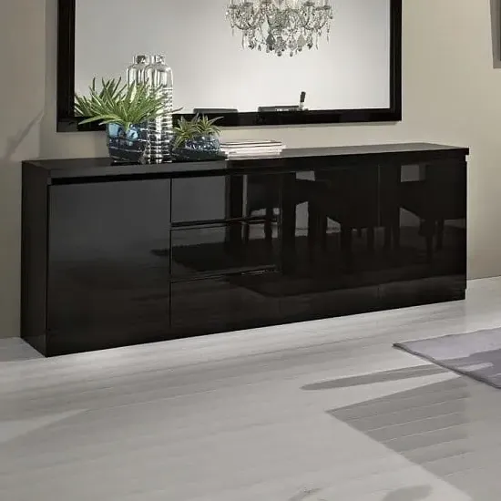 Regal Sideboard with 3 Doors 3 Drawers - Black