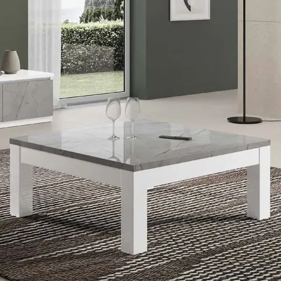 Regal Square Coffee Table High Gloss - Marble Effect, MDF