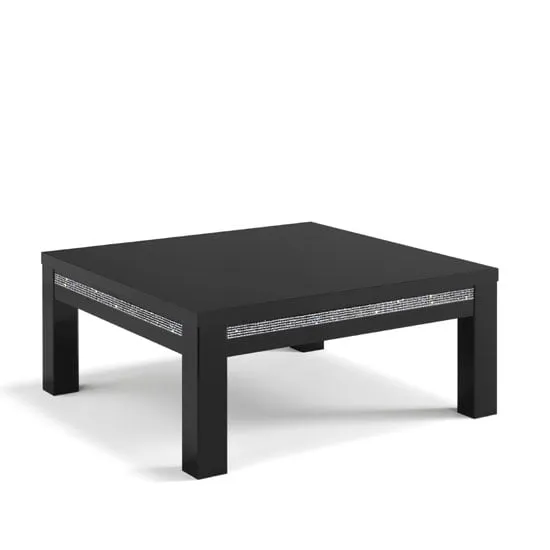 Regal Square Coffee Table with Crystal Effect - Black
