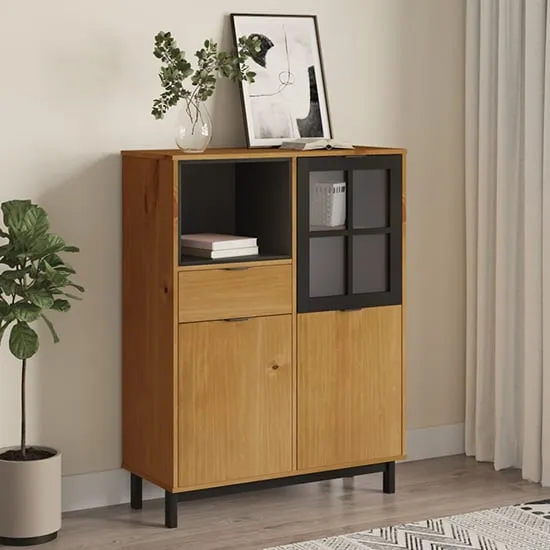 Reggio Highboard with 2 Doors 1 Drawer - Oak, Pine Wood