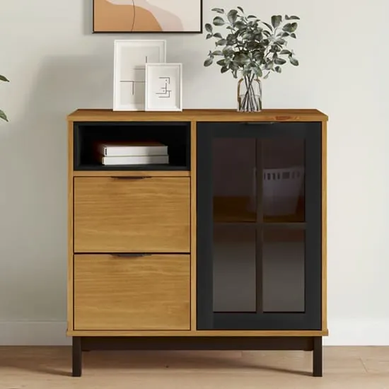 Reggio Sideboard with 1 Door 2 Drawers - Oak, Pine Wood