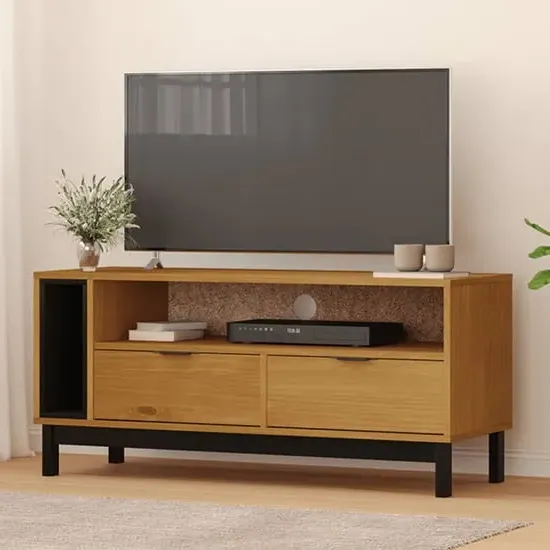 Reggio TV Stand with 2 Drawers 2 Shelves - Oak, Pine Wood