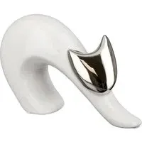 Regina Ceramics Cat Mona Sculpture - White, Silver