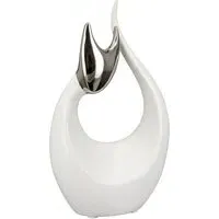 Regina Ceramics Cat Nadja Sculpture - White, Silver