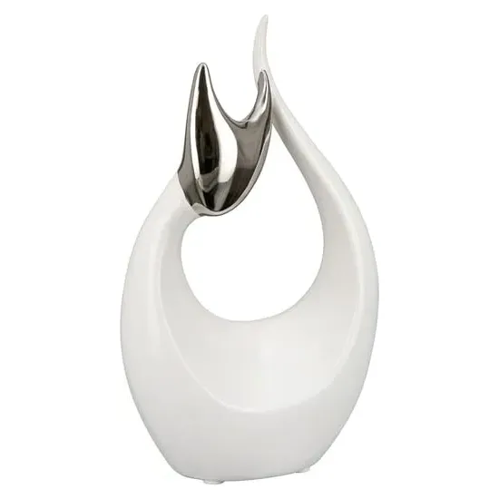 Regina Ceramics Cat Nadja Sculpture - White, Silver