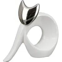 Regina Ceramics Cat Svenja Sculpture - White, Silver