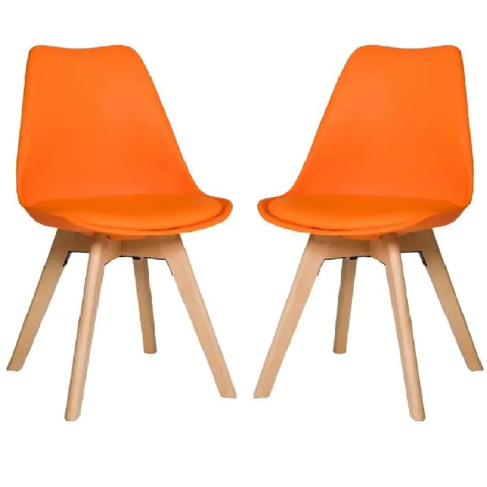 Regis Dining Chairs - Orange, Leather