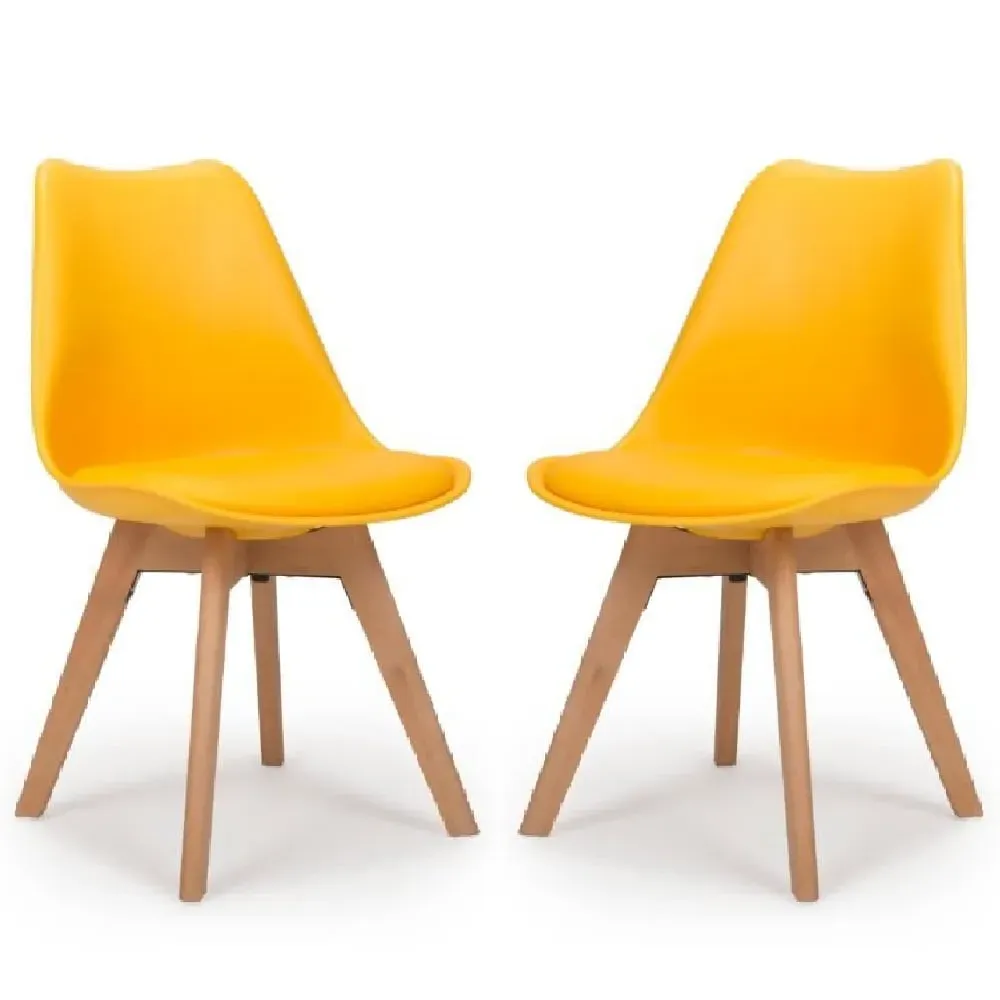 Regis Dining Chairs - Yellow, Leather
