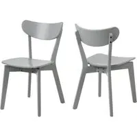 Reims Dining Chairs In Pair - Grey, Wood