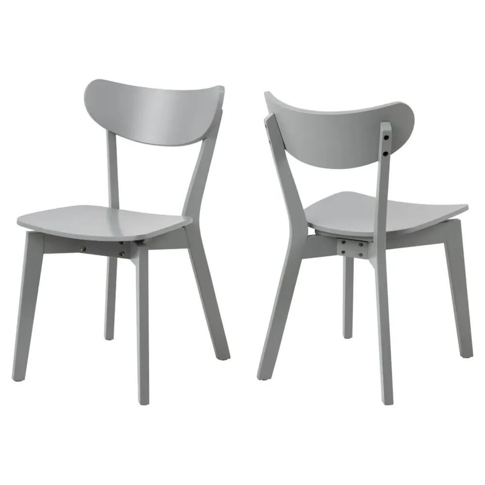 Reims Dining Chairs In Pair - Grey, Wood image