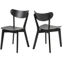 Reims Dining Chairs In Pair - Matt Black, Wood