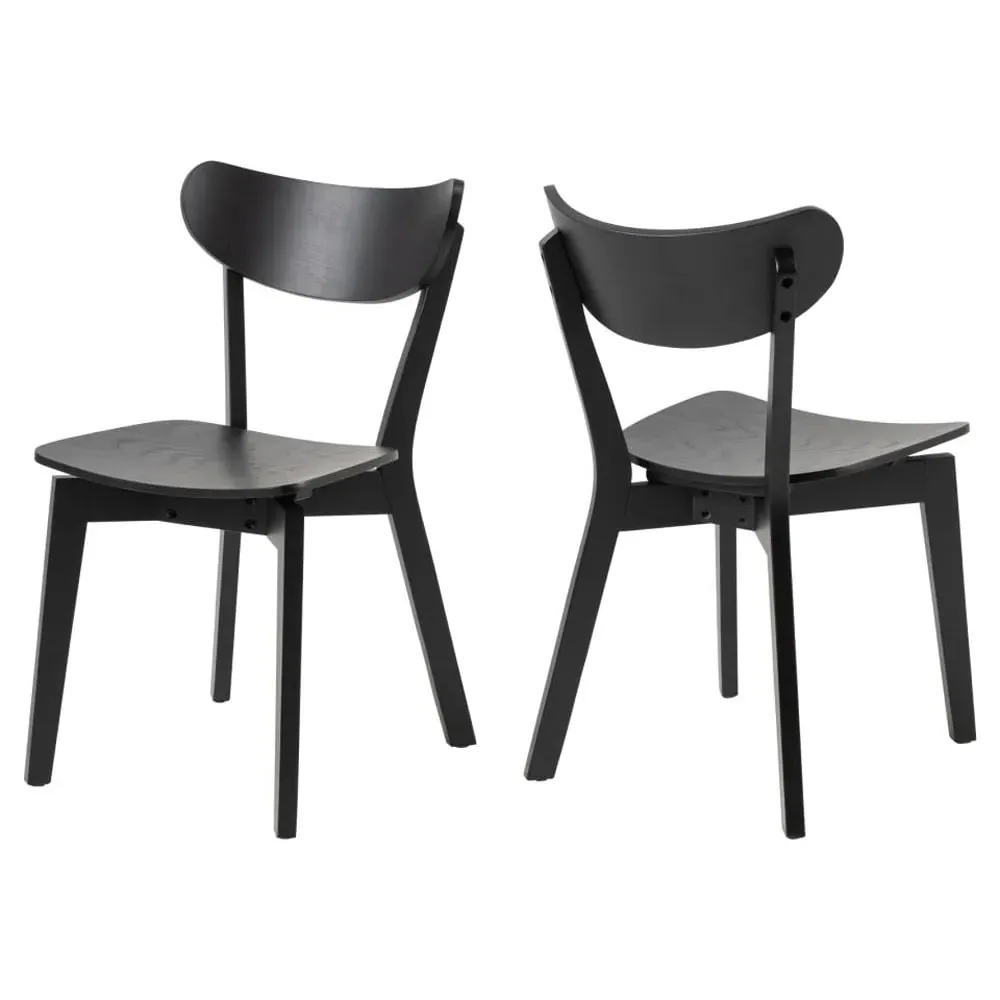 Reims Dining Chairs In Pair - Matt Black, Wood