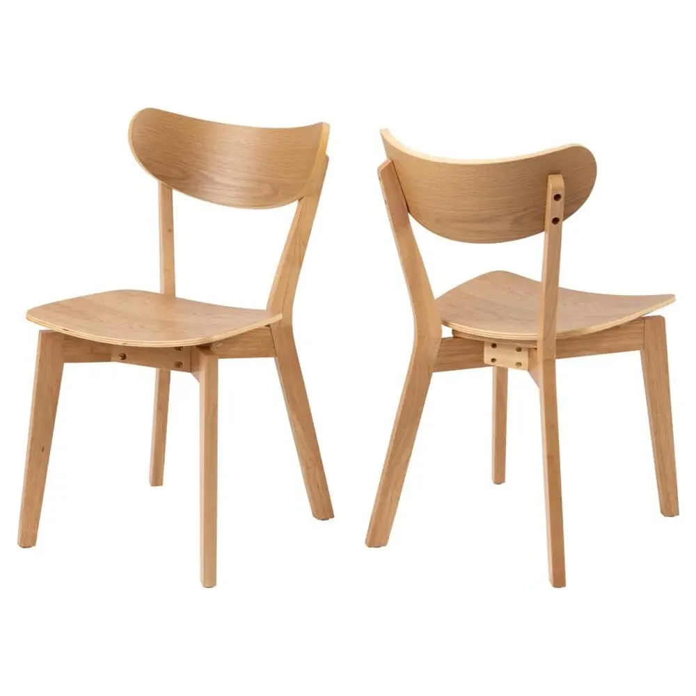 Reims Dining Chairs In Pair - Oak, Wood