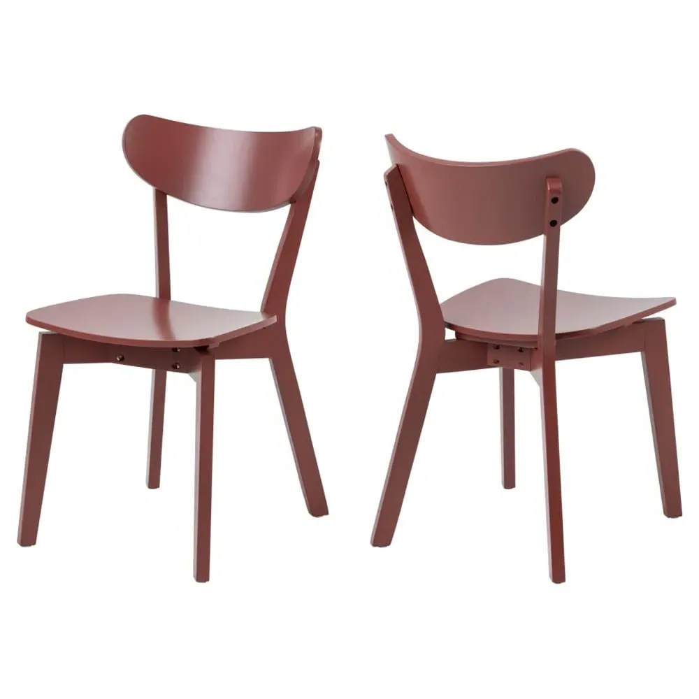 Reims Dining Chairs In Pair - Terracotta, Wood