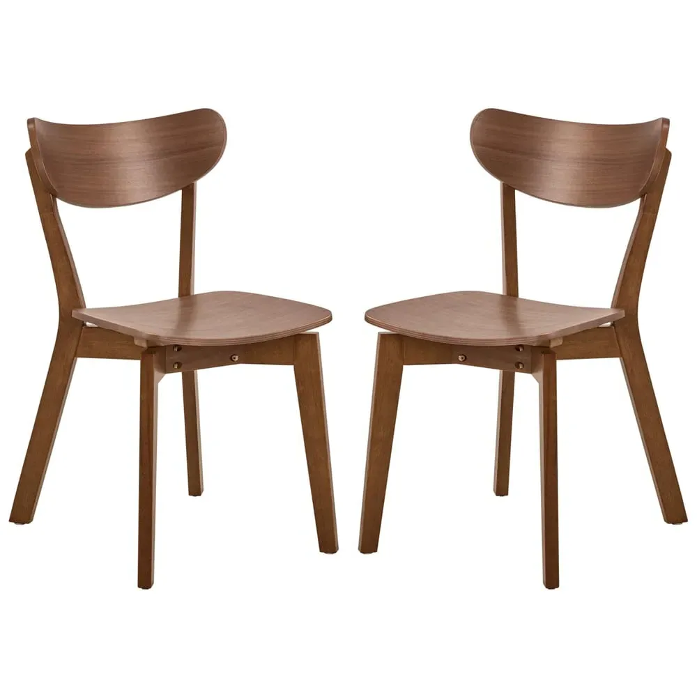 Reims Dining Chairs In Pair - Walnut, Wood