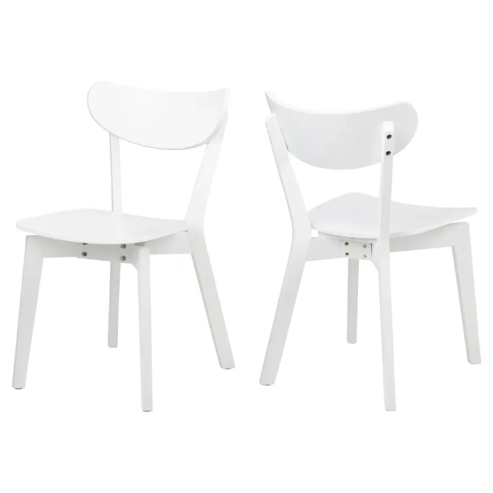 Reims Dining Chairs In Pair - White, Wood