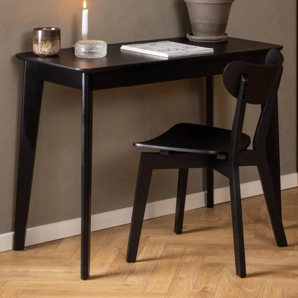 Reims Laptop Desk with Drawer - Black, Oak Veneer image