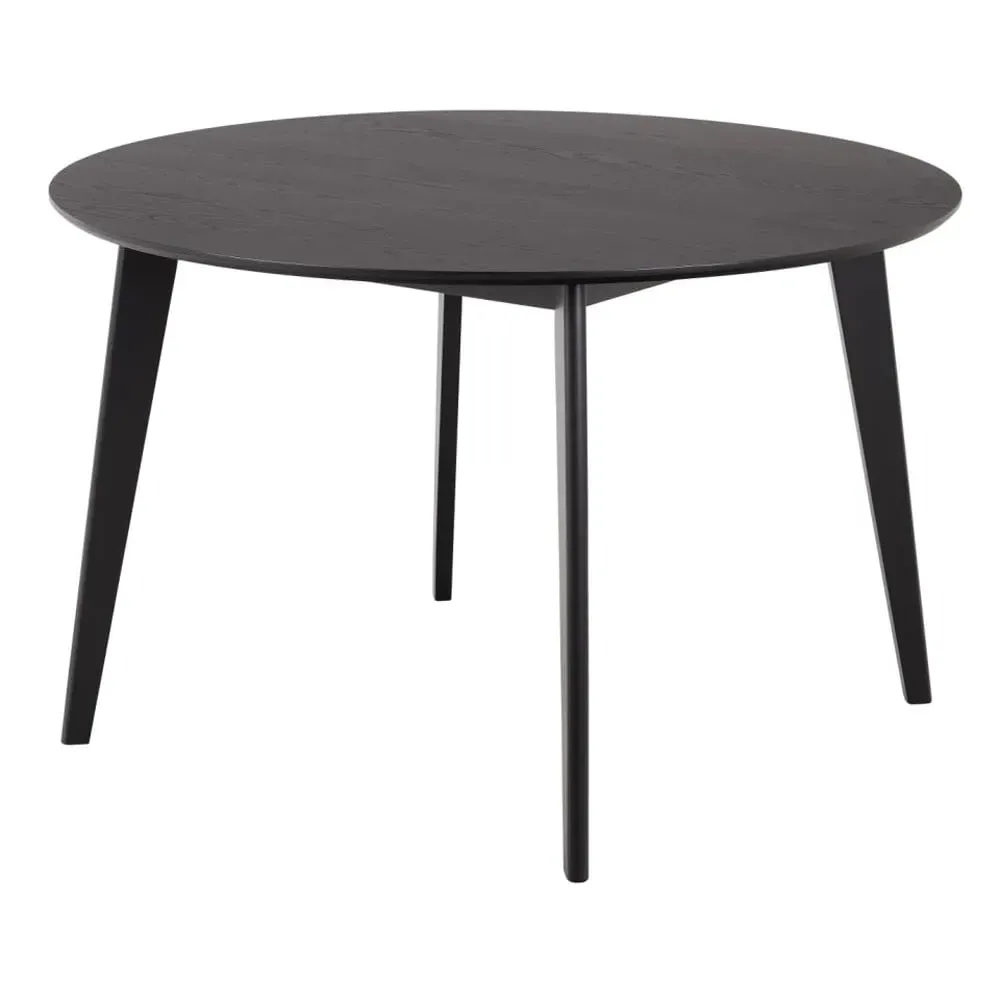 Reims Round Dining Table - Matt Black, Oak