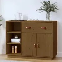 Reinier Pinewood Sideboard with 2 Doors 1 Drawer - Brown, Pine