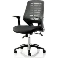 Relay Task Office Chair with Folding Arms - Black, Airmesh