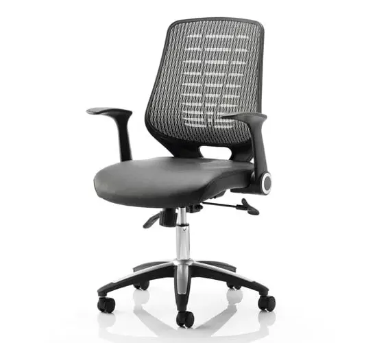Relay Task Office Chair with Folding Arms - Black, Leather image