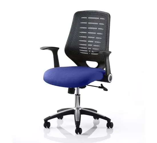 Relay Task Office Chair with Folding Arms - Blue, Airmesh