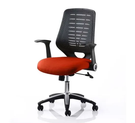 Relay Task Office Chair with Folding Arms - Red, Airmesh