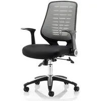 Relay Task Office Chair with Folding Arms - Silver, Airmesh