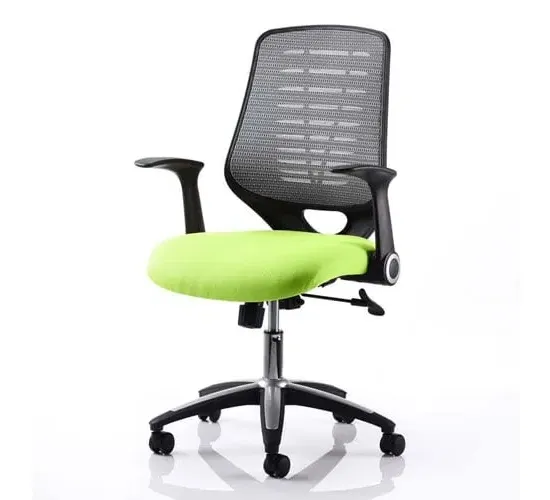 Relay Task Office Chair with Folding Arms - Silver, Airmesh