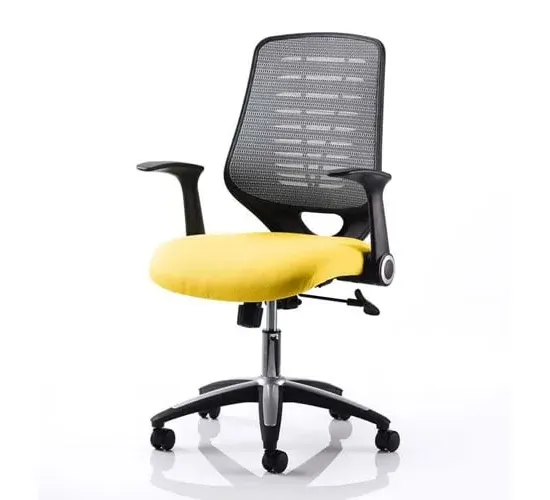 Relay Task Office Chair with Folding Arms - Silver, Airmesh