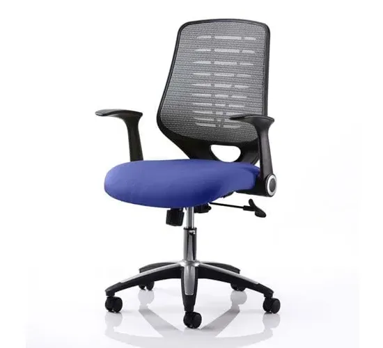 Relay Task Office Chair with Folding Arms - Silver, Airmesh