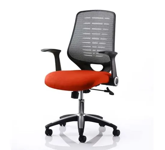Relay Task Office Chair with Folding Arms - Silver, Airmesh
