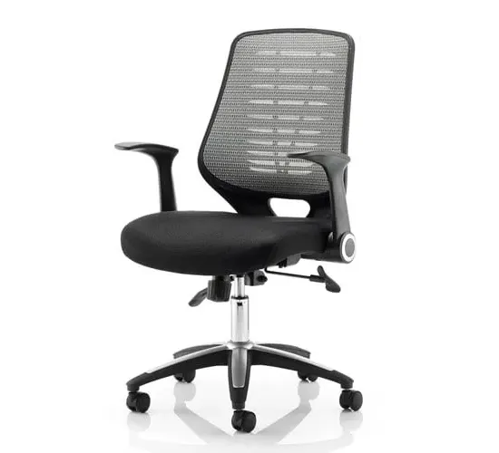 Relay Task Office Chair with Folding Arms - Silver, Airmesh