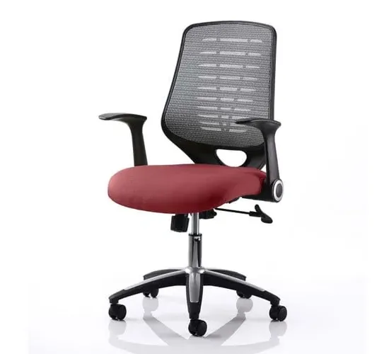 Relay Task Office Chair with Folding Arms - Silver