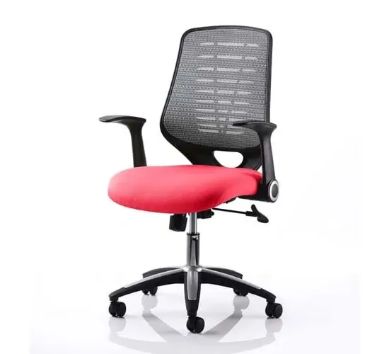 Relay Task Office Chair with Folding Arms - Silver