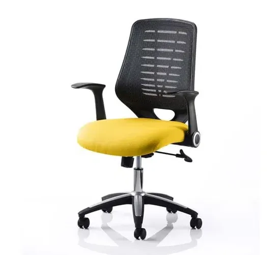 Relay Task Office Chair with Folding Arms - Yellow, Airmesh