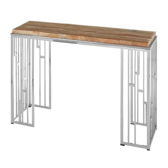 Relics Console Table - Silver, Onyx Stone