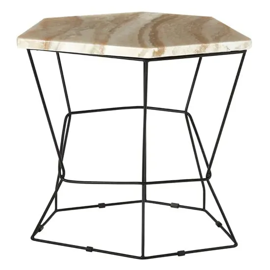 Relics Hexagonal Side Table - Black, Onyx Stone image