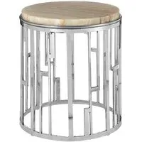 Relics Round Side Table - Silver, Onyx Stone