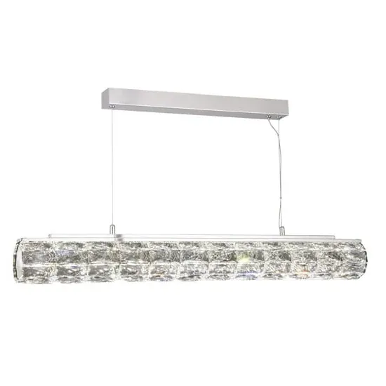 Remy LED Tube Bar Pendant Light - Chrome, Crystal