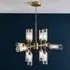 Reno 12 Light Ribbed Glass Pendant Ceiling Light - Satin Brass